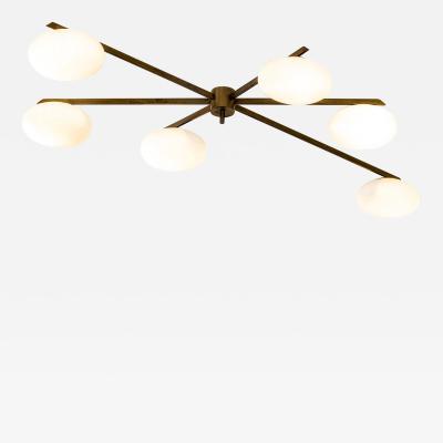 Angelo Lelli Lelii Angelo Lelii for Arredoluce Lamp Chandelier mod Six Moon