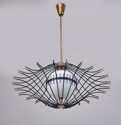 Angelo Lelli Lelii Angelo Lelii for Arredoluce Rare and Exceptional Chandelier Italy 1950s