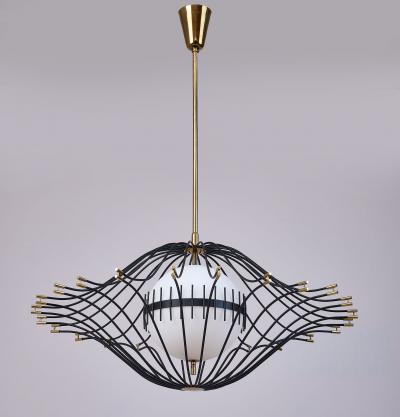 Angelo Lelli Lelii Angelo Lelii for Arredoluce Rare and Exceptional Chandelier Italy 1950s