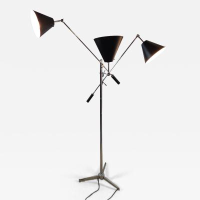 Angelo Lelli Lelii Angelo Lelli Arredoluce Model12128 Triennale Chrome Floor Lamp Italy 1950s