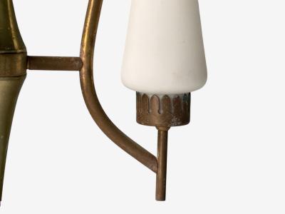 Angelo Lelli Lelii Angelo Lelli Italian Modern Brass Opal Glass Pendant light Italy 1950s