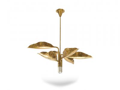 Angelo Lelli Lelii Hammered Brass Chandelier by Angelo Lelii for Arredoluce