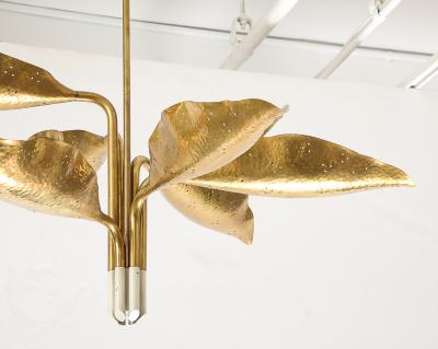 Angelo Lelli Lelii Hammered Brass Chandelier by Angelo Lelii for Arredoluce