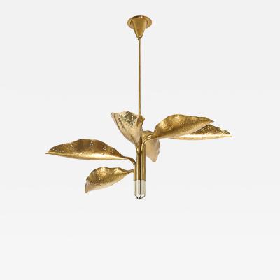 Angelo Lelli Lelii Hammered Brass Chandelier by Angelo Lelii for Arredoluce