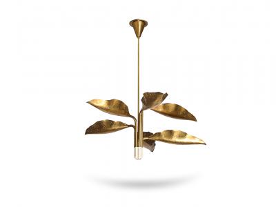 Angelo Lelli Lelii Hammered Brass Chandelier by Angelo Lelii for Arredoluce