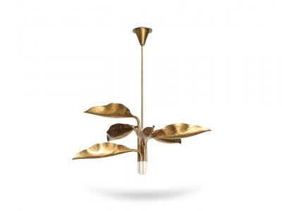 Angelo Lelli Lelii Hammered Brass Chandelier by Angelo Lelii for Arredoluce