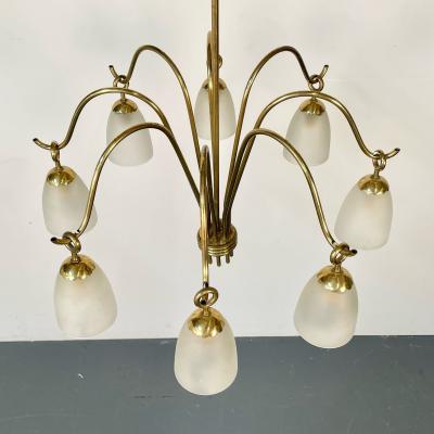 Angelo Lelli Lelii Italian Mid Century Modern Arredoluce Eight Arm Brass Chandelier by Angelo Lelli