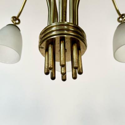 Angelo Lelli Lelii Italian Mid Century Modern Arredoluce Eight Arm Brass Chandelier by Angelo Lelli