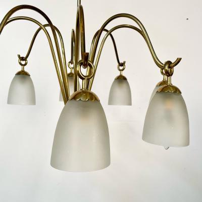Angelo Lelli Lelii Italian Mid Century Modern Arredoluce Eight Arm Brass Chandelier by Angelo Lelli