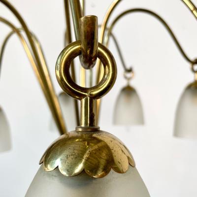 Angelo Lelli Lelii Italian Mid Century Modern Arredoluce Eight Arm Brass Chandelier by Angelo Lelli