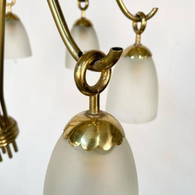Angelo Lelli Lelii Italian Mid Century Modern Arredoluce Eight Arm Brass Chandelier by Angelo Lelli
