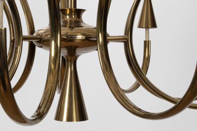 Angelo Lelli Lelii Mod 12613 9 Arm Brass Chandelier by Angelo Lelii for Arredoluce Italy c 1957