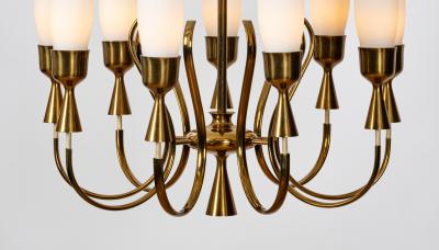 Angelo Lelli Lelii Mod 12613 9 Arm Brass Chandelier by Angelo Lelii for Arredoluce Italy c 1957