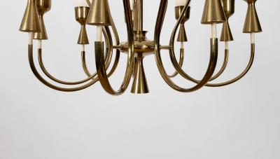 Angelo Lelli Lelii Mod 12613 9 Arm Brass Chandelier by Angelo Lelii for Arredoluce Italy c 1957