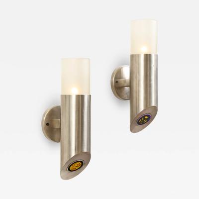 Angelo Lelli Lelii Pair of Cylindrical Sconces by Angelo Lelii for Arredoluce