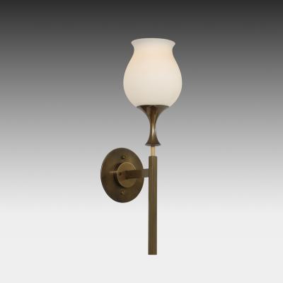 Angelo Lelli Lelii Rare Pair of Frosted Glass and Brass Sconces by Arredoluce