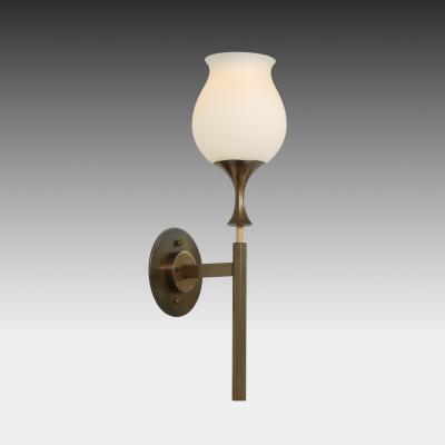 Angelo Lelli Lelii Rare Pair of Frosted Glass and Brass Sconces by Arredoluce