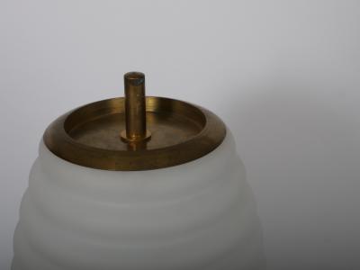 Angelo Lelli Lelii Table light brass marble and opaline glass Italy c1950 Att Angelo Lelii