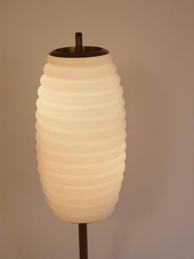 Angelo Lelli Lelii Table light brass marble and opaline glass Italy c1950 Att Angelo Lelii