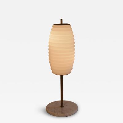 Angelo Lelli Lelii Table light brass marble and opaline glass Italy c1950 Att Angelo Lelii