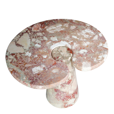 Angelo Mangiarotti 1970s Angelo Mangiarotti pair of Rosa Verona marble Eros tables Italy