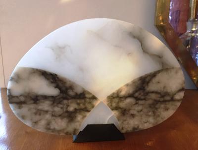 Angelo Mangiarotti 1980s Alabaster Table Lamp by A Mangiarotti