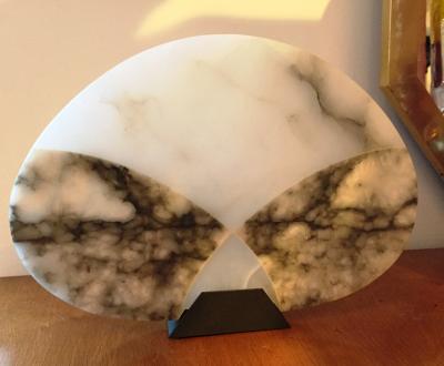 Angelo Mangiarotti 1980s Alabaster Table Lamp by A Mangiarotti