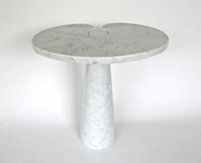 Angelo Mangiarotti ANGELO MANGIAROTTI EROS SERIES FOR SKIPPER WHITE CARRARA MARBLE TALL SIDE TABLE