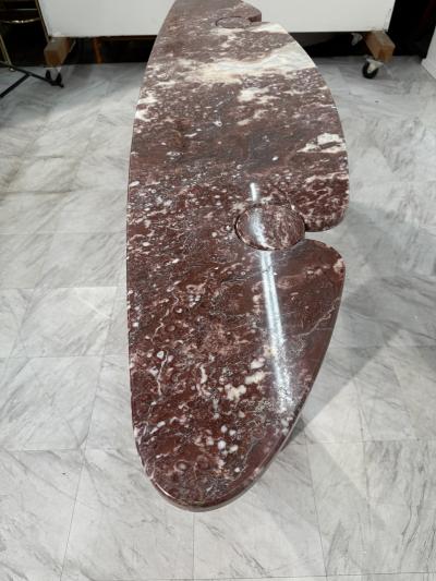 Angelo Mangiarotti Angelo Mangiarotti Eros Console Table in Rosso Verona Marble Italy 1970s