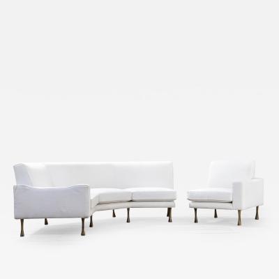 Angelo Mangiarotti Angelo Mangiarotti Sectional Sofa with Armchair with feet in Brass 70