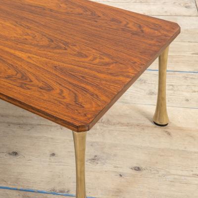 Angelo Mangiarotti Angelo Mangiarotti Wooden and Brass Coffee Table