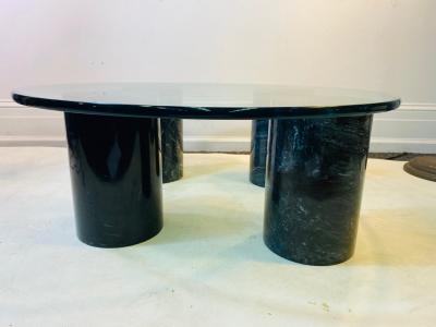 Angelo Mangiarotti BLACK MARBLE CYLINDER COFFEE TABLE IN TRHE MANNER OF ANGELO MANGIAROTTI