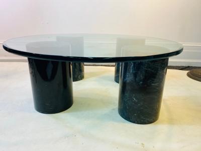 Angelo Mangiarotti BLACK MARBLE CYLINDER COFFEE TABLE IN TRHE MANNER OF ANGELO MANGIAROTTI