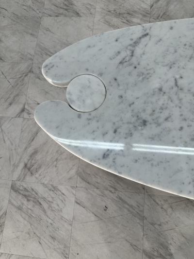 Angelo Mangiarotti Coffee Table Angelo Mangiarotti Carrara Marble Midcentury Italian Design 1970s