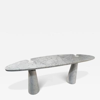 Angelo Mangiarotti Console Table in White Marble Italy 1970s