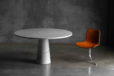 Angelo Mangiarotti Eros White Marble Dining Table by Angelo Mangiarotti for Skipper Italy 1970s