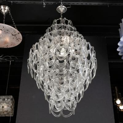 Angelo Mangiarotti Handblown Murano Glass Giogali Link Chandelier by Mangiarotti for Vistosi