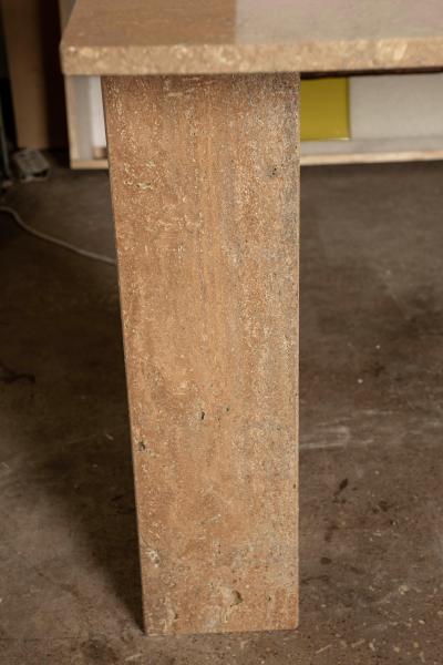 Angelo Mangiarotti Italian Modern Travertine Center Table or Desk Designed by Angelo Mangiarotti