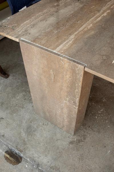 Angelo Mangiarotti Italian Modern Travertine Center Table or Desk Designed by Angelo Mangiarotti