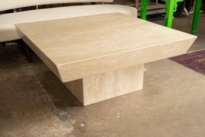 Angelo Mangiarotti Italian Modern Travertine Coffee Table Attributed To Angelo Mangiarotti