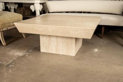 Angelo Mangiarotti Italian Modern Travertine Coffee Table Attributed To Angelo Mangiarotti