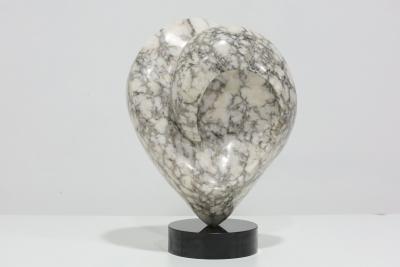 Angelo Mangiarotti Large Mounted Abstract Black and White Marble Sculpture signed Ray G 1983