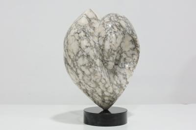 Angelo Mangiarotti Large Mounted Abstract Black and White Marble Sculpture signed Ray G 1983