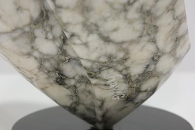 Angelo Mangiarotti Large Mounted Abstract Black and White Marble Sculpture signed Ray G 1983