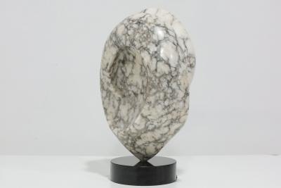 Angelo Mangiarotti Large Mounted Abstract Black and White Marble Sculpture signed Ray G 1983