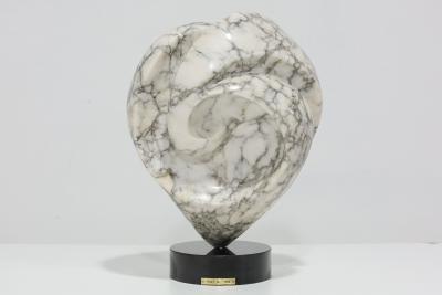 Angelo Mangiarotti Large Mounted Abstract Black and White Marble Sculpture signed Ray G 1983