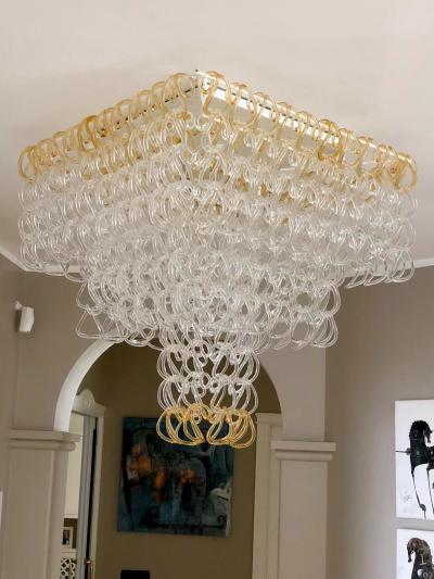 Angelo Mangiarotti Large Murano Glass Giogali Chandelier Angelo Mangiarotti style