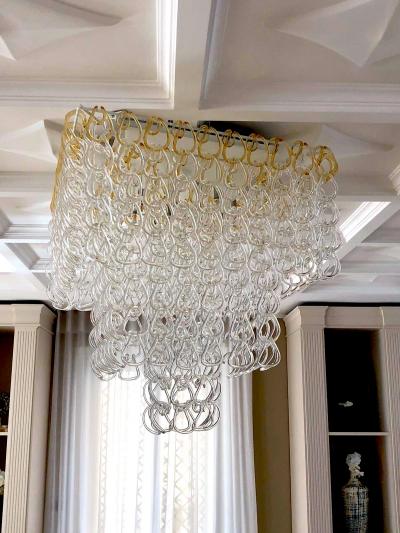 Angelo Mangiarotti Large Murano Glass Giogali Chandelier Angelo Mangiarotti style