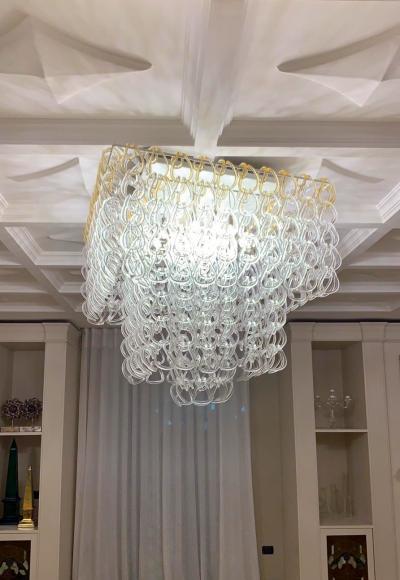 Angelo Mangiarotti Large Murano Glass Giogali Chandelier Angelo Mangiarotti style