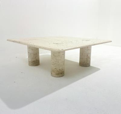 Angelo Mangiarotti Mid Century Modern Travertine Coffee Table by Angelo Mangiarotti